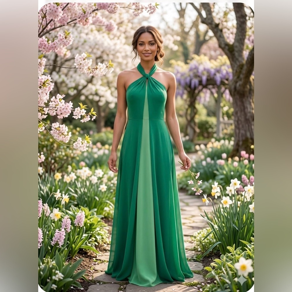 Show Me Your MuMu Green Chiffon Maxi Dress XS NWT Spring Garden
